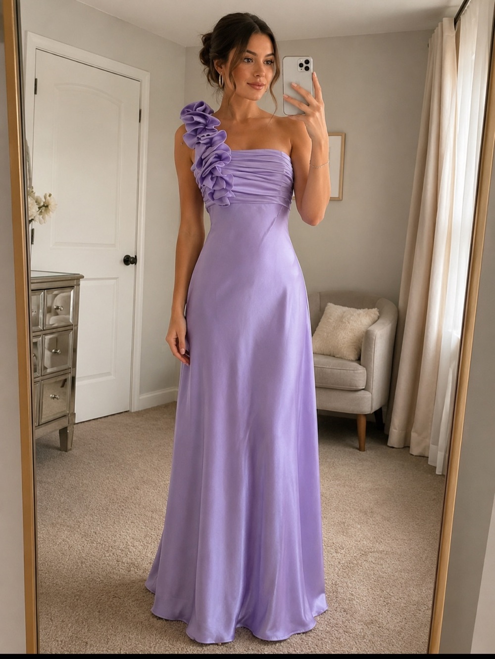 Jessica McClintock for GUNNE SAX one shoulder satin midi dress size 11  small